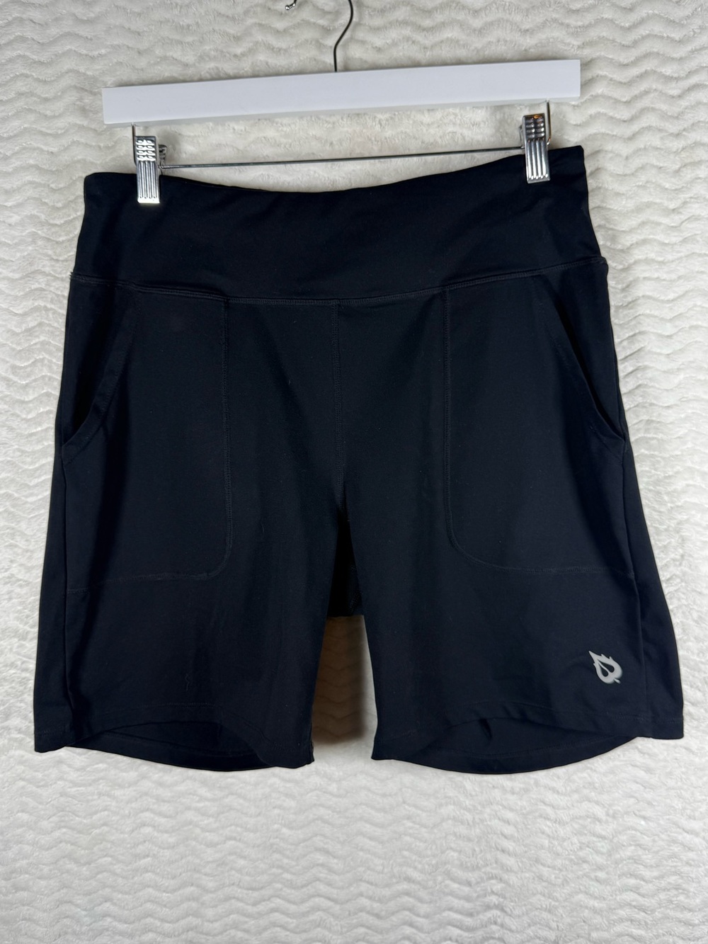 Baleaf Black Women's Athletic Shorts with Side Pockets and Logo